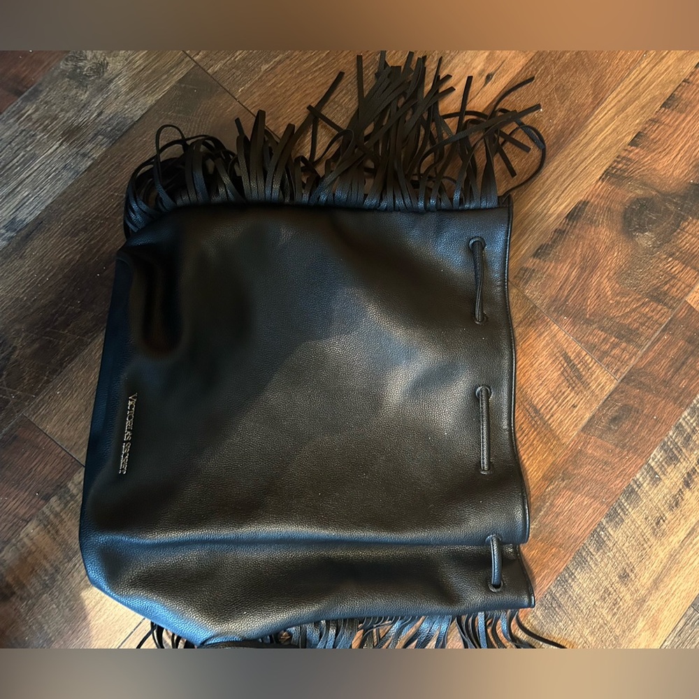Victoria Secret faux black leather backpack